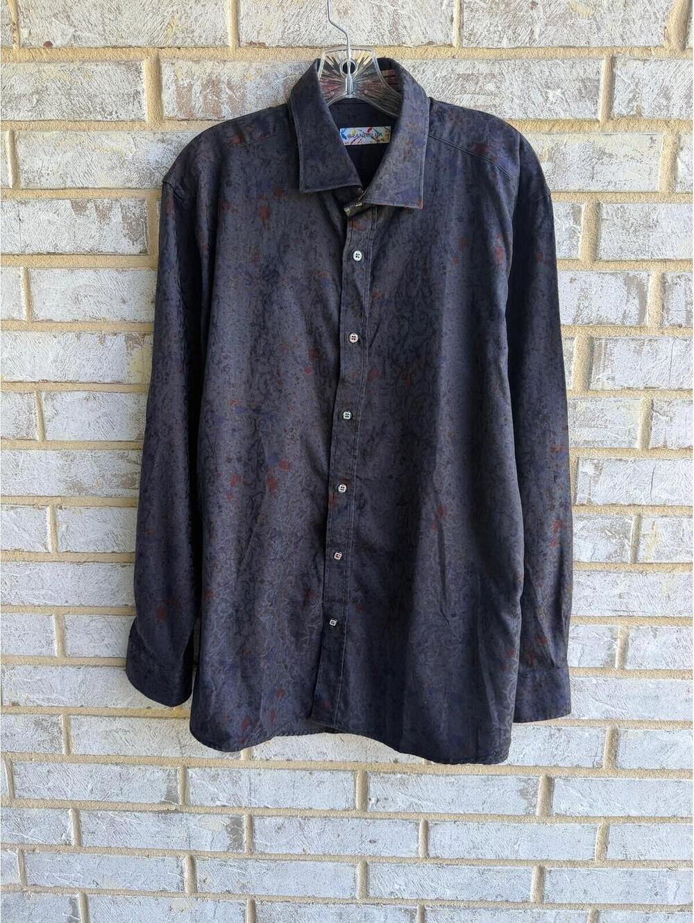 Brandolini Long Sleeve Button Up Multicolor Textured Collared Shirt Size XL